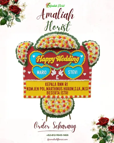 Karangan Papan Bunga Pernikahan di Nanggeleng